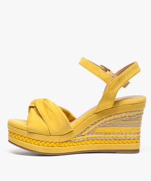Sandales femme en suédine à talon compensé multimatières vue3 - GEMO(URBAIN) - GEMO