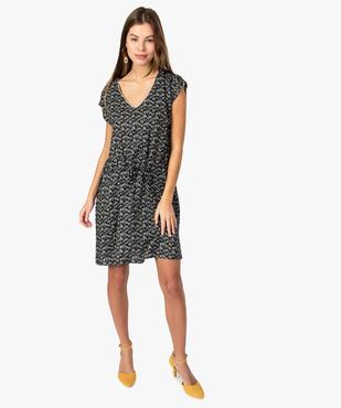 Robe femme fluide à motifs avec lien coulissant à la taille vue5 - GEMO(FEMME PAP) - GEMO