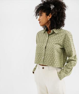 Chemise manches longues coupe courte en broderie anglaise femme vue2 - GEMO(FEMME PAP) - GEMO