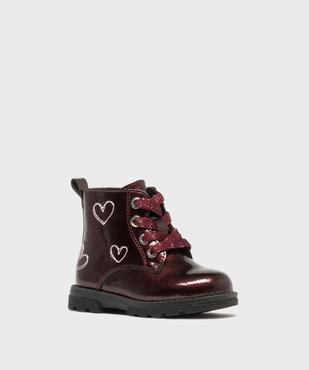 Boots vernies et zippées à lacets pailletées bébé fille vue2 - LOVELY WINGS - GEMO