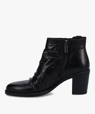 Boots femme à talon dessus en cuir drapé uni vue3 - GEMO(URBAIN) - GEMO