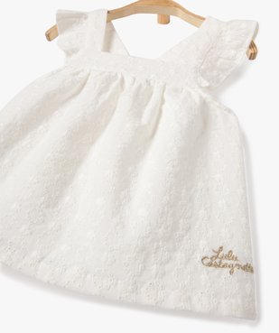 Blouse bébé fille en dentelle anglaise à bretelles volantées croisées - LuluCastagnette vue2 - LULUCASTAGNETTE - GEMO