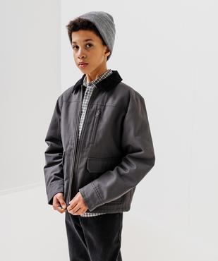 Veste zippée matelassée à col velours garçon vue1 - GEMO 4G GARCON - GEMO