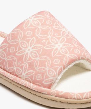 Chaussons mules en toile à motifs fleuris femme vue6 - GEMO 4G FEMME - GEMO