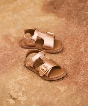 Sandales en cuir métallisé fermeture scratch fille - LuluCastagnette vue1 - LULUCASTAGNETTE - GEMO