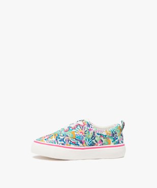 Baskets en toile imprimé tropical à lacets élastiques bébé fille vue4 - GEMO 4G BEBE - GEMO