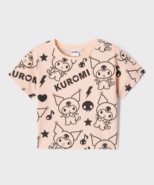Tee-shirt manches courtes imprimé coupe oversize fille - Kuromi vue1 - KUROMI - GEMO