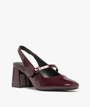 Escarpins femme vernis à talon faire et à bout carré avec bride à boucle vue4 - FOLLOW ME - GEMO