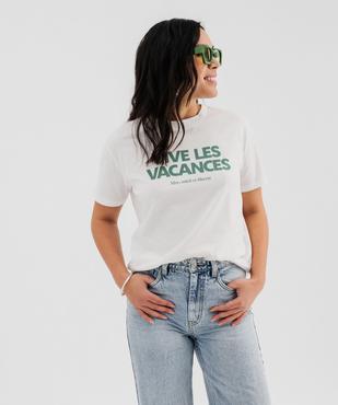 Tee-shirt manches courtes à message femme vue1 - GEMO 4G FEMME - GEMO