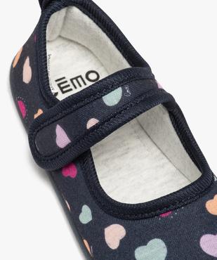 Chaussons fille ballerines en textile imprimé petits coeurs vue6 - GEMO 4G FILLE - GEMO