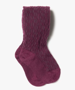Collants bébé fille épais en maille torsadée unie vue1 - GEMO 4G BEBE - GEMO