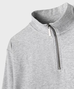 Sweat à col camionneur zippé coupe loose en maille extensible fille vue2 - GEMO 4G FILLE - GEMO