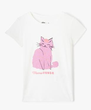 Tee-shirt fille à manches courtes à motif pailleté vue1 - GEMO (ENFANT) - GEMO