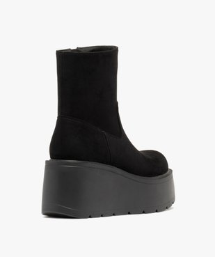 Boots femme à talon compensé en suédine et à zip  vue4 - 5 MILES - GEMO