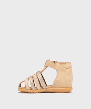 Chaussures premiers pas en cuir à brides bébé fille - Na ! vue3 - NA! - GEMO