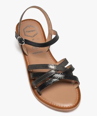 Sandales femme à fines brides en cuir brillantes - Tanéo Coupe spéciale pied large vue5 - TANEO - GEMO