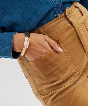 Pantalon flare taille haute en velours extensible femme - LuluCastagnette vue3 - LULUCASTAGNETTE - GEMO