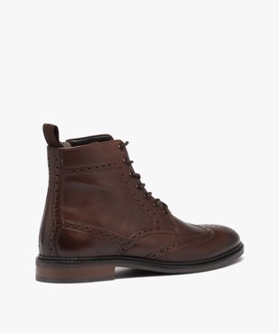 Boots homme dessus en cuir uni à bout fleuri - Taneo vue4 - TANEO - GEMO