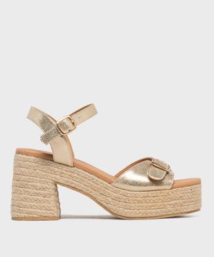 Sandales à talon et plateforme en corde femme vue1 - FOLLOW ME - GEMO