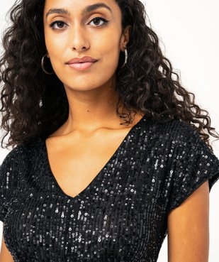 Tee-shirt sans manches court à sequins femme vue2 - GEMO(FEMME PAP) - GEMO