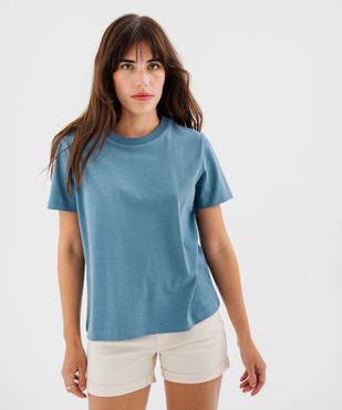 Tee-shirt manches courtes et col rond uni en coton résistant femme vue3 - GEMO(FEMME PAP) - GEMO