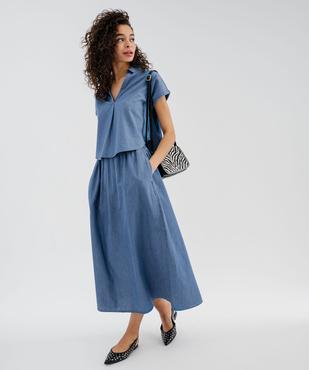 Jupe longue en toile denim fluide femme vue4 - GEMO(FEMME PAP) - GEMO