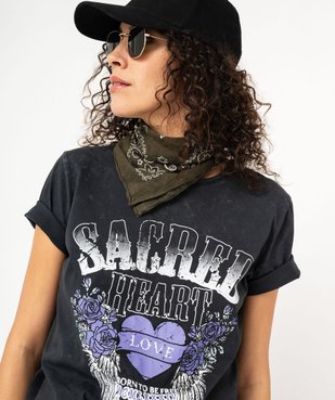 Tee-shirt à manches courtes avec motif grunge femme vue5 - GEMO(FEMME PAP) - GEMO