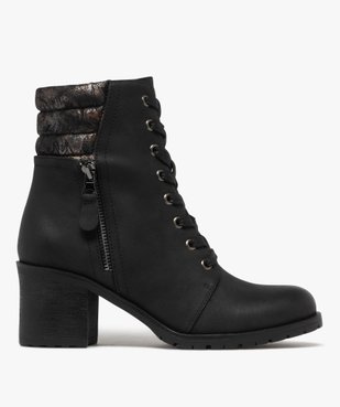 Boots femme à talon avec col matelassé et pailleté à motifs vue1 - GEMO(URBAIN) - GEMO