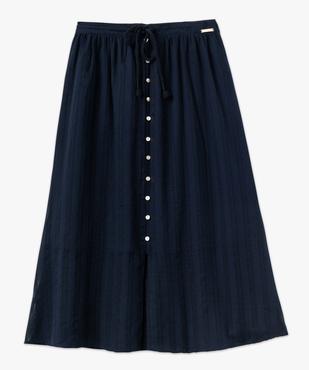 Jupe midi à boutons en coton/lin mélangés femme - LuluCastagnette vue4 - LULUCASTAGNETTE - GEMO