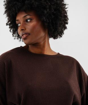 Tee-shirt de pyjama à manches longues chauve-souris en maille côtelée femme vue2 - GEMO 4G FEMME - GEMO