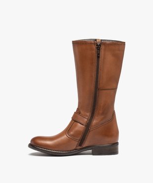 Bottes fille cavalières unies dessus cuir - Tanéo vue3 - TANEO - GEMO
