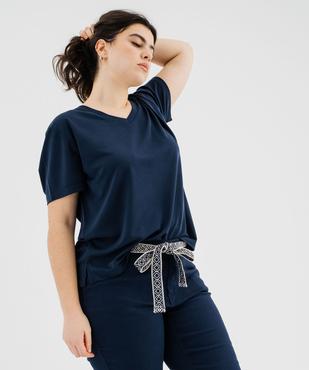 Tee-shirt manches courtes en modal souple col V femme grande taille vue1 - GEMO (G TAILLE) - GEMO