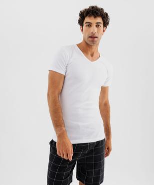 Tee-shirt homme à manches courtes et col V en coton biologique (lot de 2) vue6 - GEMO 4G HOMME - GEMO
