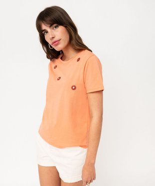 Tee-shirt manches courtes à motifs brodés femme vue5 - GEMO(FEMME PAP) - GEMO