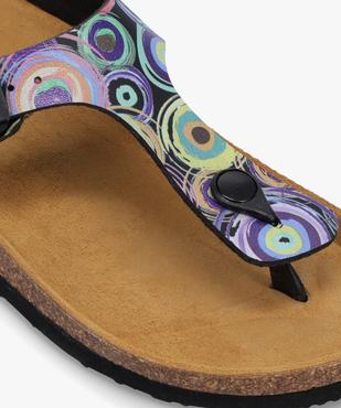 Mules femme à talon plat et bride entre-doigts imprimée vue6 - GEMO (CASUAL) - GEMO