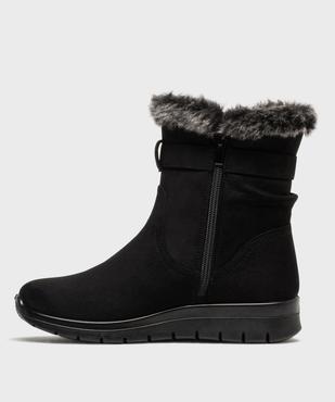 Boots fourrées en suédine à fermeture zippée femme vue3 - G'FLEX - GEMO