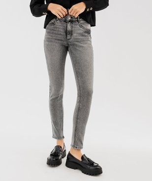 Jean slim taille normale en denim extensible délavé femme vue1 - GEMO 4G FEMME - GEMO