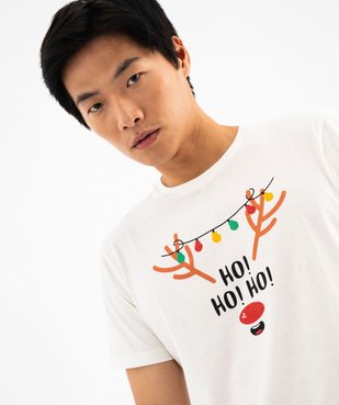 Tee-shirt manches courtes avec motif pailleté spécial Noël homme vue2 - GEMO (HOMME) - GEMO