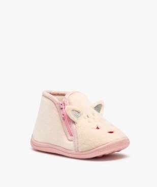 Chaussons fille bottillons zippés avec oreilles en relief vue2 - GEMO 4G FILLE - GEMO