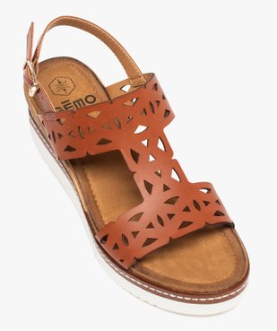 Sandales femme compensées dessus ajouré vue5 - GEMO(URBAIN) - GEMO