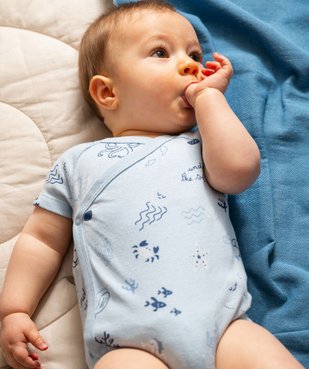 Body manches courtes fermeture croisée motifs marins bébé (lot de 3) vue1 - GEMO 4G BEBE - GEMO