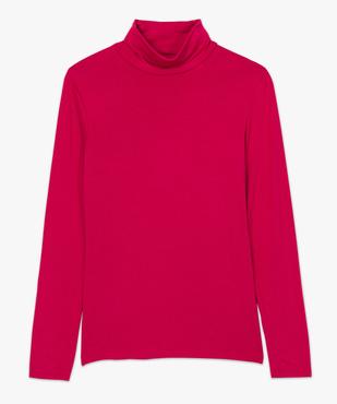 Tee-shirt femme uni avec col roulé et manches longues vue4 - GEMO 4G FEMME - GEMO