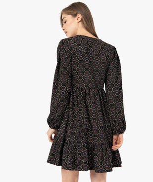 Robe femme imprimée à manches longues avec haut cache-cœur  vue3 - GEMO(FEMME PAP) - GEMO