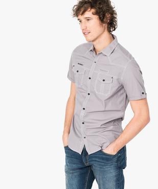 Chemise rayée à manches courtes vue1 - GEMO (HOMME) - GEMO
