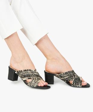 Mules femme à talon et brides en fibres tressées vue1 - GEMO(URBAIN) - GEMO