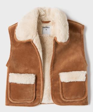 Veste sans manches fourrée en velours ras fille vue2 - GEMO (ENFANT) - GEMO