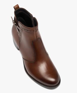 Boots femme en cuir à talon carré et à zip - Taneo vue5 - TANEO - GEMO