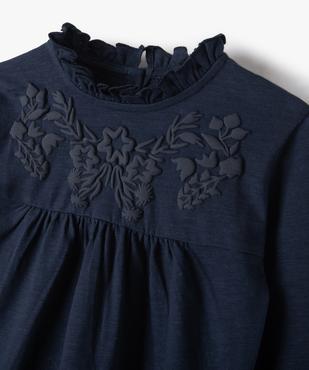 Tee-shirt fille à manches longues, plastron et col montant vue2 - GEMO (ENFANT) - GEMO