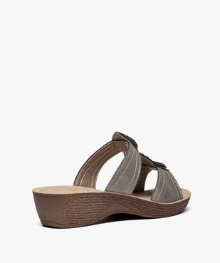 Mules femme confort à talon compensé et brides fantaisie vue4 - GEMO (CONFORT) - GEMO