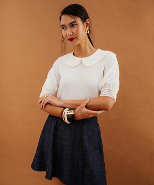 Blouse unie col claudine femme vue2 - GEMO(FEMME PAP) - GEMO